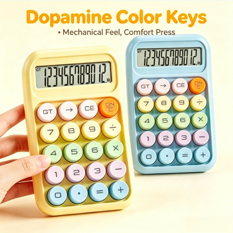 Scientific Calculator For Secondary School - เครื่องคิดเลขจำลองคีย์บอร์ดแบบมีสีสันน่ารัก หน้าจอขนาดใหญ่ 12 หลัก สำหรับตั้งโต๊ะ ใช้ในสำนักงาน
