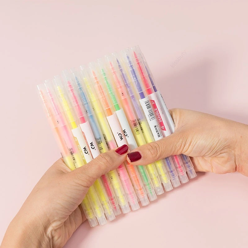 ปากกามาร์กเกอร์ปากกาไฮไลท์สีสี - Pastel Highlighter Set Double Ended บทวิจารณ์และราคา