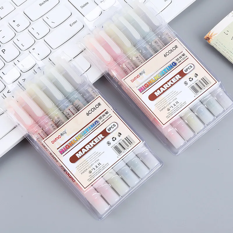 ปากกามาร์กเกอร์ปากกาไฮไลท์สีสี - Pastel Highlighter Set Double Ended บทวิจารณ์และราคา