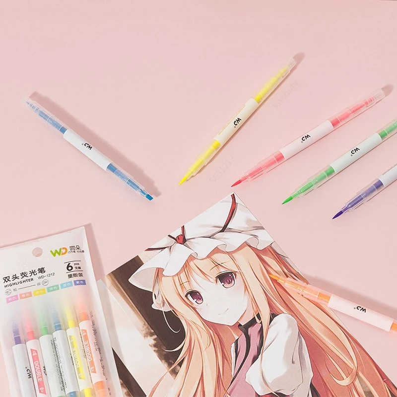 ปากกามาร์กเกอร์ปากกาไฮไลท์สีสี - Pastel Highlighter Set Double Ended บทวิจารณ์และราคา